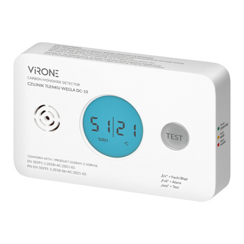 Bateryjny czujnik tlenku węgla (czadu), 2xAA, żywotność sensora 10 lat