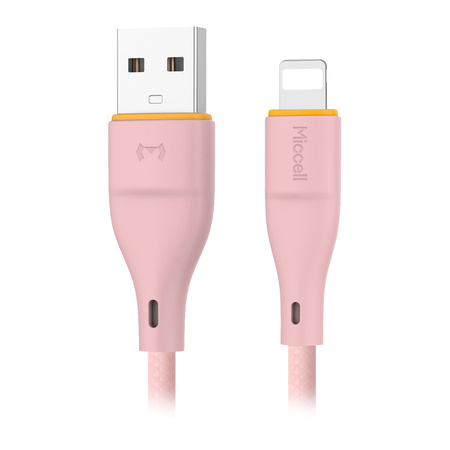 Kabel USB-A - Lightning Miccell VQ-D06, 2,4A, 1m, różowy
