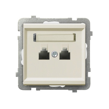 OSPEL SONATA GPT-2RR/m/27 Gniazdo telefoniczne podwójne równoległe ecru