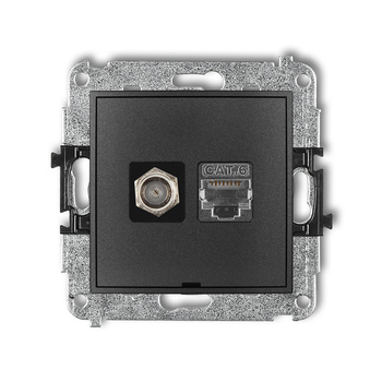 KARLIK MINI 11MGFKBO-5  Gniazdo antenowe pojedyńcze typu F (SAT) + gniazda komp. poj. 1xRJ45