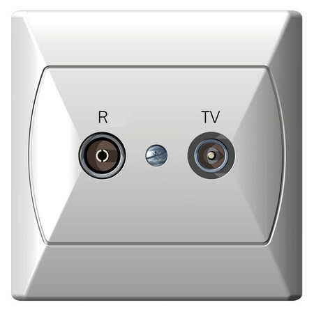 OSPEL AKCENT GPA-16AP/00 Gniazdo RTV przelotowe 16-dB biały