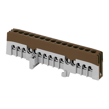 Listwa zaciskowa izolowana PRO, L, 15 przewodów, brązowy