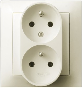 OSPEL IMPRESJA GP-2YC/27 Gniazdo podwójne z/u niezamienność faz ecru