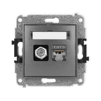 KARLIK ICON 11IGFK-5  Gniazdo antenowe pojedyńcze typu F (SAT) + gniazda komp. poj. 1xRJ45