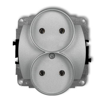KARLIK TREND 7GPR-2 Mechanizm gniazda podwójnego do ramki poziomej bez uziemienia 2x2P (bez przesłon torów prądowych)