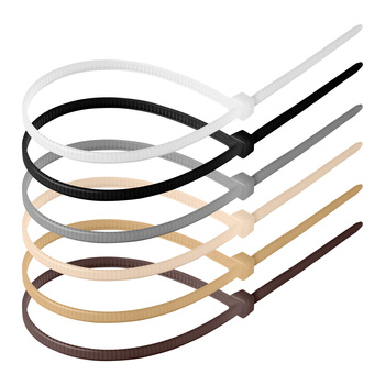 Zestaw opasek kablowych 4.8x300mm, beżowe, 120 sztuk, W zestawie kolor biały, czarny, szary, kremowy, beżowy, brązowy