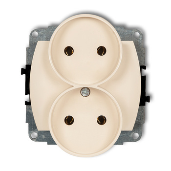 KARLIK TREND 1GPR-2p  Gniazdo podwójne do ramki poziomej bez uziemienia 2x2P (przesłony torów prądowych)