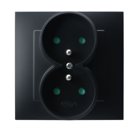 OSPEL SZAFIR GP-2ZZP/33 Gniazdo podwójne z/u z przesłonami, kompletne