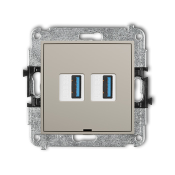 KARLIK ICON 60IGUSBBO-6 Mechanizm gniazda podwójnego 2xUSB A-A 3.0, bez pola opisowego