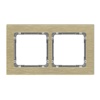 KARLIK DECO 8-11-DRA-2 Ramka uniwersalna podwójna - aluminium szczotkowane (ramka: kolor mosiężny; spód: grafitowy)