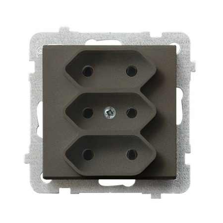 OSPEL SONATA GP-3R/m/40 Gniazdo potrójne EURO czekoladowy