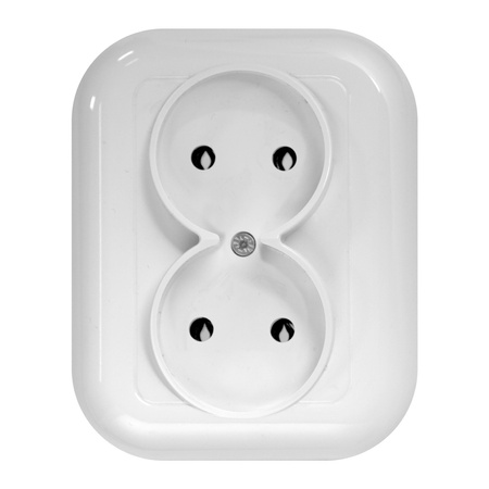 Gniazdo podwójne p/t 2x2p 16A, 250V, FAN, biały