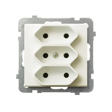 OSPEL SONATA GP-3R/m/27 Gniazdo potrójne EURO ecru