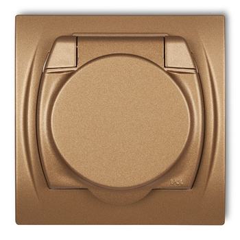 KARLIK LOGO 8LGPB-1sp  Gniazdo bryzgoszczelne z uziemieniem SCHUKO 2P+Z (klapka złoty metalik