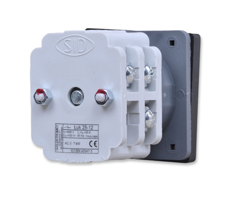 ELEKTROMET 922503 ŁĄCZNIK KRZYWKOWY ŁUK 25-12 ZATABLICOWY Z PŁYTKĄ PRZEDNIĄ