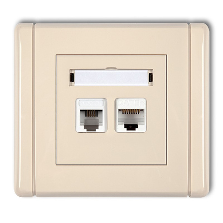 KARLIK FLEXI 1FGTK  Gniazdo telefoniczne pojedyncze 1xRJ11 + komputerowe pojedyncze 1xRJ45
