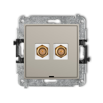 KARLIK MINI 60MGFBO-2.1 Mechanizm gniazda antenowego podwójnego typu F (SAT) pozłacany, bez pola opisowego