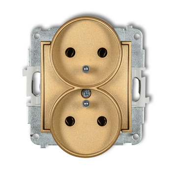 KARLIK MINI 29MGPR-2z  Gniazdo podwójne do ramki z uziemieniem 2x(2P+Z) (bez przesłon torów prądowych)