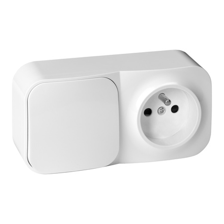 Łącznik n/t jednobiegunowy + Gniazdo pojedyncze ToDo, IP20,  2P+Z, biały