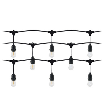 Girlanda oświetleniowa - 1 sznur 15 m (15 opraw) + 15 żarówek LED 1W E27, 3000K + 1 żarówka gratis