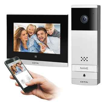Extel Wave, bezprzewodowy zestaw wideo domofonowy, monitor 7", dotykowy, menu OSD, WI-FI + APP na telefon, sterowanie bramą, zasięg do 350m