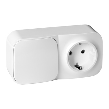 Łącznik n/t jednobiegunowy + Gniazdo pojedyncze ToDo, IP20, 2P+Z, Schuko, biały
