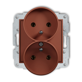 KARLIK MINI 63MGPR-2z Mechanizm gniazda podwójnego do ramki z uziemieniem 2x(2P+Z) (bez przesłon torów prądowych)