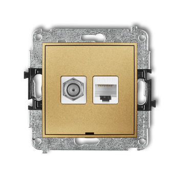 KARLIK MINI 29MGFKBO-3  Gniazdo antenowe pojedyńcze typu F (SAT) + gniazda komp. poj. 1xRJ45