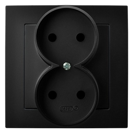 OSPEL AS GP-2G/33 Gniazdo podwójne z ramką czarny metalik