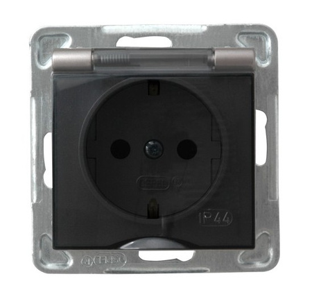 OSPEL IMPRESJA GPH-1YS/m/23/d Gniazdo bryzgoszczelne schuko IP-44 tytan