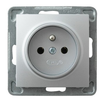 Ospel impresja GP-1YZ/m/18 Gniazdo pojedyncze z uziemieniem srebro