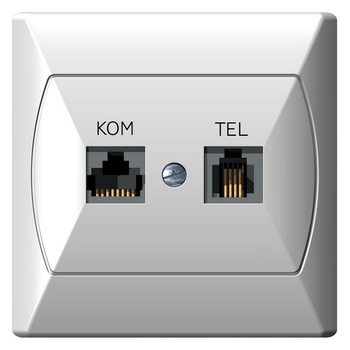 Ospel akcent gpkt-a/f/00 Gniazdo komputerowo-telefoniczne RJ 45 kat. 5e, (8-stykowe) + RJ 11 (4-stykowe)
