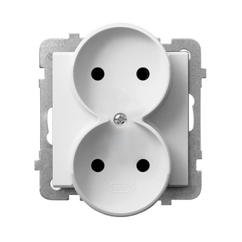 OSPEL SONATA GP-2RR/m/75 Gniazdo podwójne moduł bez ramki biały