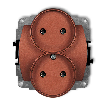 KARLIK TREND 9GPR-2 Mechanizm gniazda podwójnego do ramki poziomej bez uziemienia 2x2P (bez przesłon torów prądowych)