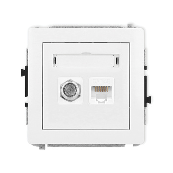 KARLIK DECO 25DGFK-1  Gniazdo antenowe pojedyńcze typu F (SAT) + gniazda komp. poj. 1xRJ45