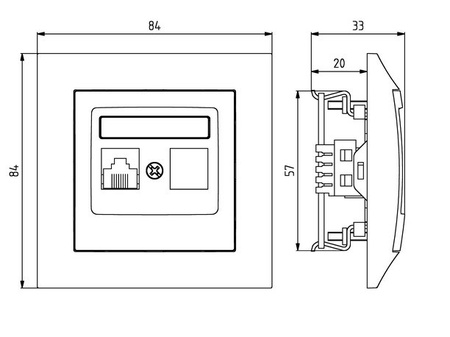 OSPEL IMPRESJA GPT-1Y/m/23 Gniazdo telefoniczne pojedyncze tytan