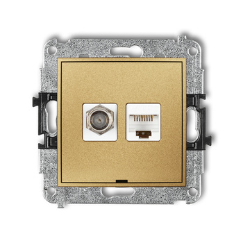 KARLIK MINI 29MGFKBO-1  Gniazdo antenowe pojedyńcze typu F (SAT) + gniazda komp. poj. 1xRJ45