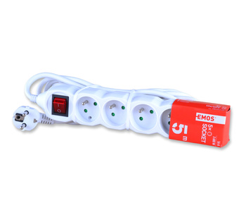 Emos p1515r przedłużacz 5 gniazd 5m z wyłącznikiem