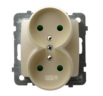 OSPEL KARO GP-2SRZP/m/42 Gniazdo podwójne z/u, przesłony torów, moduł