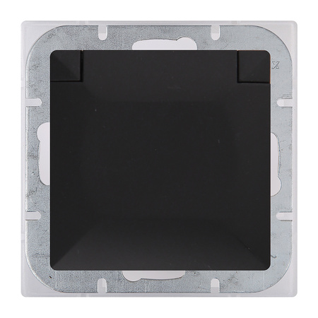 Gniazdo pojedyncze p/t 2P+Z Schuko bryzgoszczelne z klapką Pearl, 16A, 250V, PT-17PH, czarny