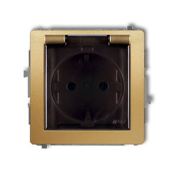 KARLIK DECO 29DGPB-1sdp  Gniazdo bryzgoszczelne z uziemieniem SCHUKO 2P+Z (klapka dymna