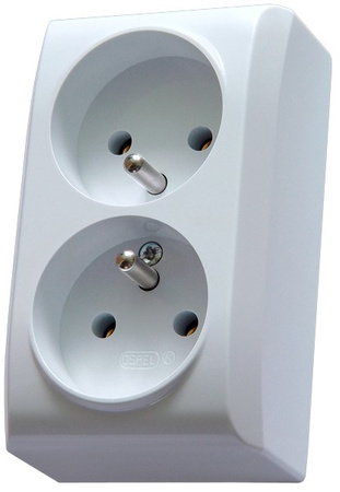OSPEL BIS GN-2BZ/00 Gniazdo podwójne z uziemieniem biały