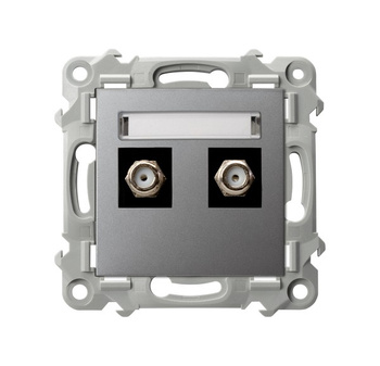 OSPEL SZAFIR GPA-2ZF/m/70 Gniazdo antenowe typu F podwójne szary