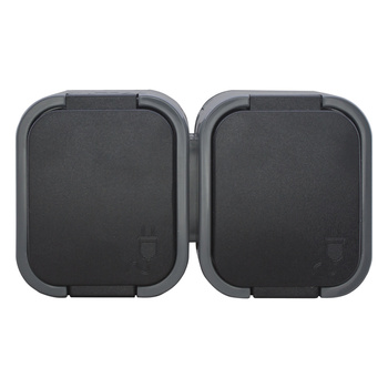 Gniazdo podwójne n/t 2P+Z, Schuko, bryzgoszczelne z klapką B2, IP54, NT-7B2, szary/czarny