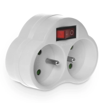 Plastrol R-270WS Rozgałęźnik podwójny z wyłącznikiem 2x2P+Z 16A W-01144