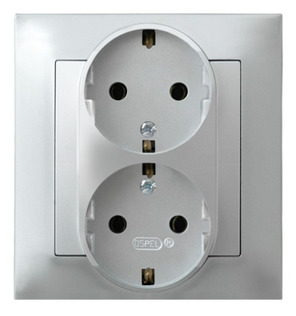 Ospel impresja GP-2YS/18 Gniazdo podwójne z/u schuko kompletne z ramką