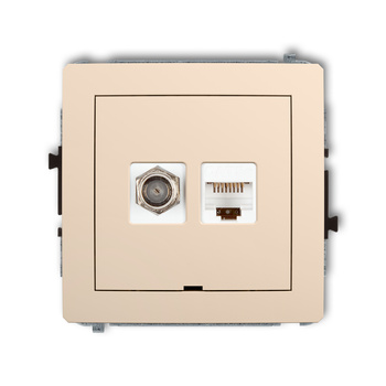 KARLIK DECO 1DGFKBO-1  Gniazdo antenowe pojedyńcze typu F (SAT) + gniazda komp. poj. 1xRJ45