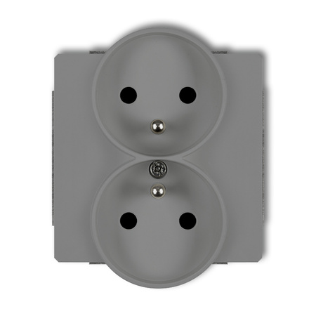KARLIK DECO 27DGPR-2zp Gniazdo podwójne do ramki z uziemieniem 2x(2P+Z) (przesłony torów prądowych)