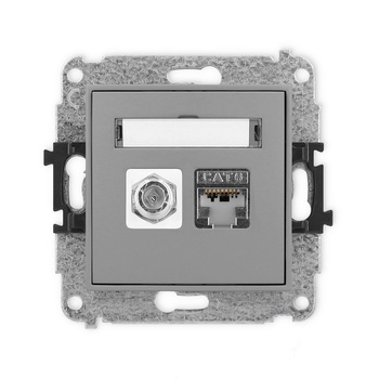 KARLIK MINI 27MGFK-5  Gniazdo antenowe pojedyńcze typu F (SAT) + gniazda komp. poj. 1xRJ45