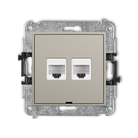 KARLIK ICON 60IGKBO-4 Mechanizm gniazda komputerowego podwójnego 2xRJ45, kat. 6, 8-stykowy, bez pola opisowego
